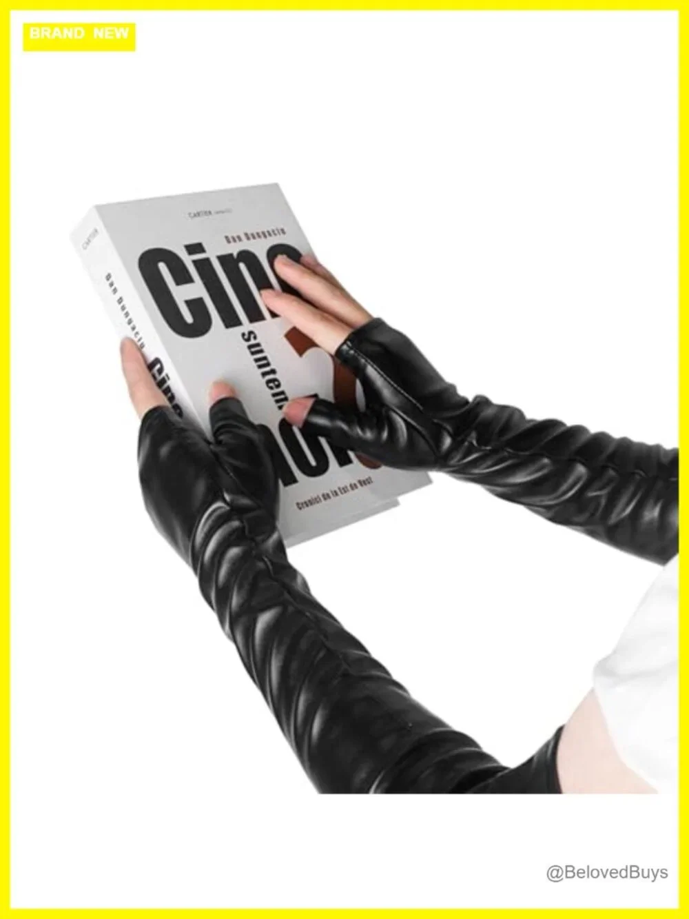 18.5in Faux Leather Fingerless Opera Gloves Elbow Length Costume Party